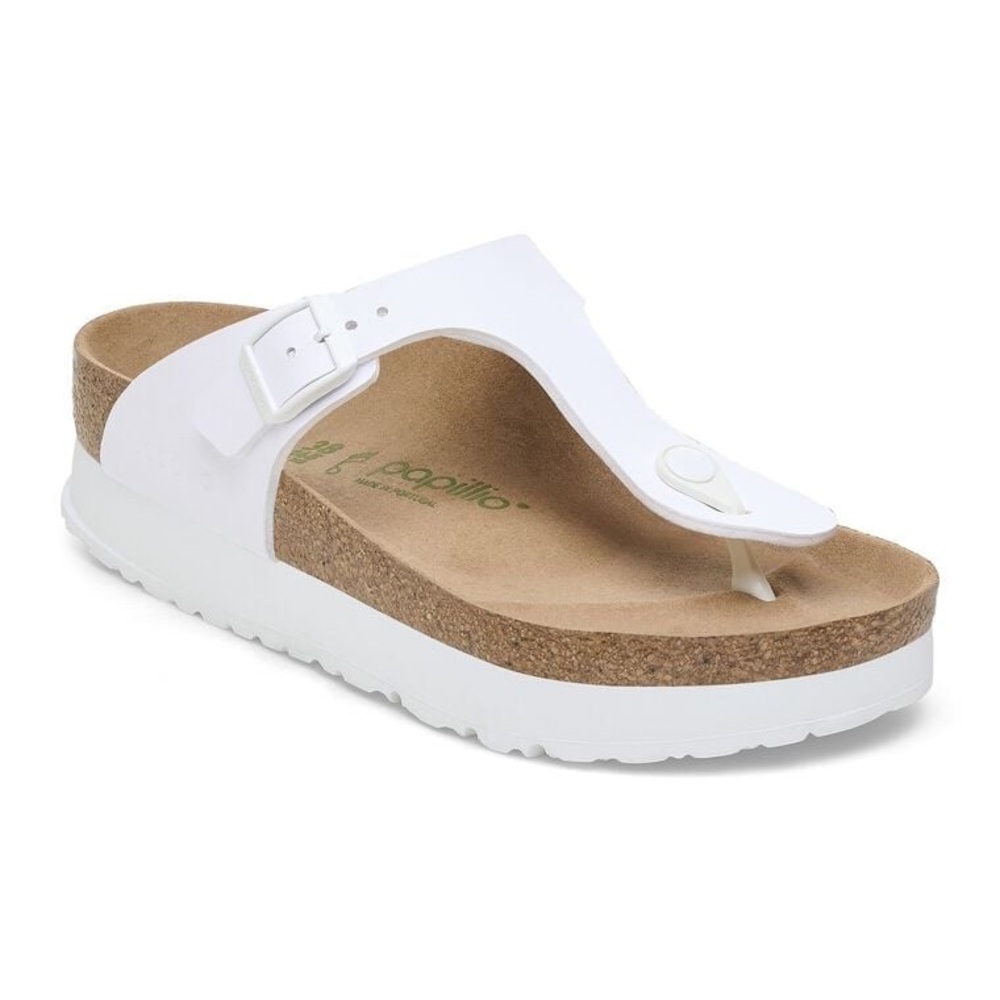 Birkenstock Gizeh Flex Platform Birko-Flor White Womens 38